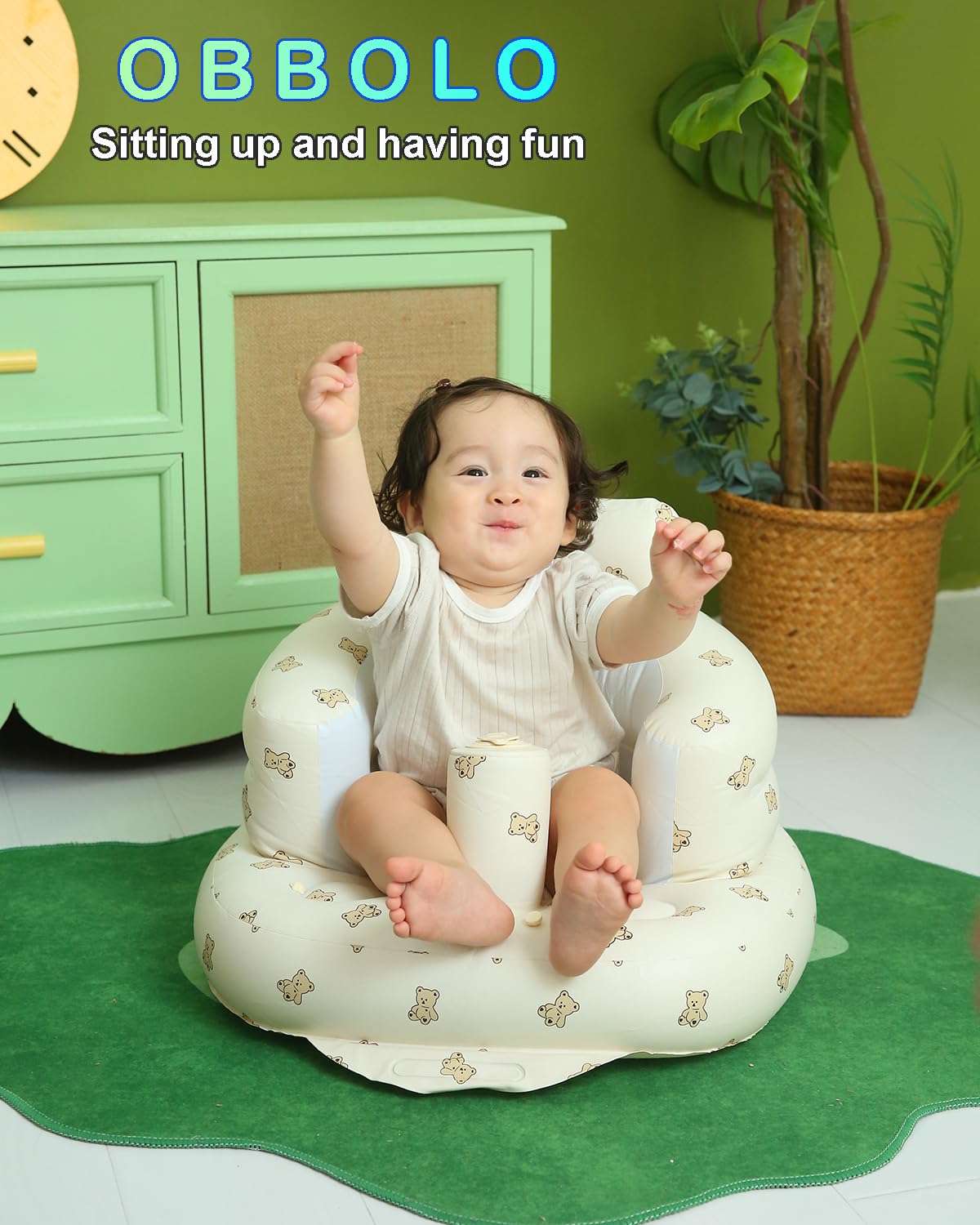 Obbolo Baby Inflatable Seat, Built In Air Pump Baby Chair Seat For Sitting Up 3-36 Months, Toddler Chair For Infant Gift