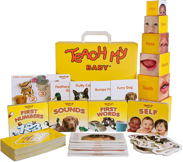 Teach My -Toys Baby Learning Kit: Screen Free Learning Toy , 6 Mos+ Finger Puppets, Board Books, Stacking Blocks To Teach Baby F