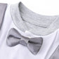 Lilax Baby Boy Gentleman Tuxedo Footie Christmas Holiday Outfit With Bow Tie (Newborn, Grey)