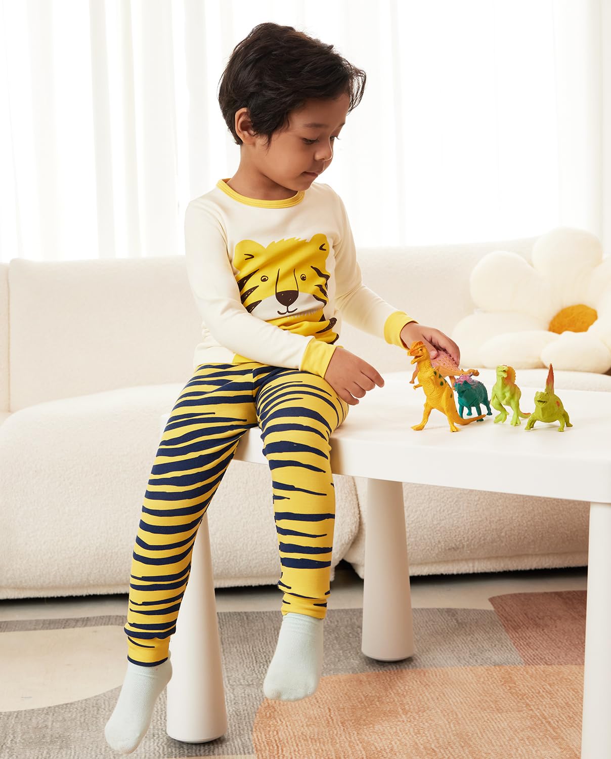 Babee Reshinee Bamboo Viscose Toddler Animal Pajamas Boys Girls Kids Baby 2Pcs Long-Sleeve Pyjamas Set 12-18 Months Snug Fit Sle