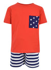 Unique Baby Boys Patriotic 4Th Of July 2-Piece Summer Outfit (2T, Red)