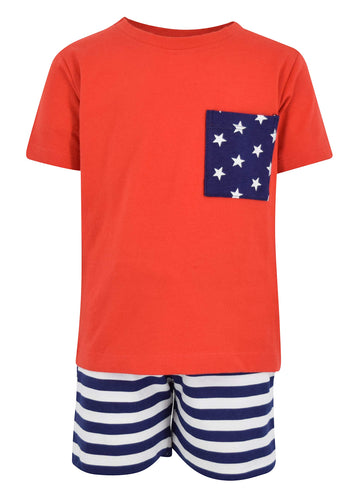 Unique Baby Boys Patriotic 4Th Of July 2-Piece Summer Outfit (2T, Red)