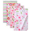 Gina Era Cotton Flannel Receiving Blankets Baby 4 Pcs, Baby Swaddle Blankets, Baby Flannel Blanket 30 X 40 Inch for Boy Girl (ST