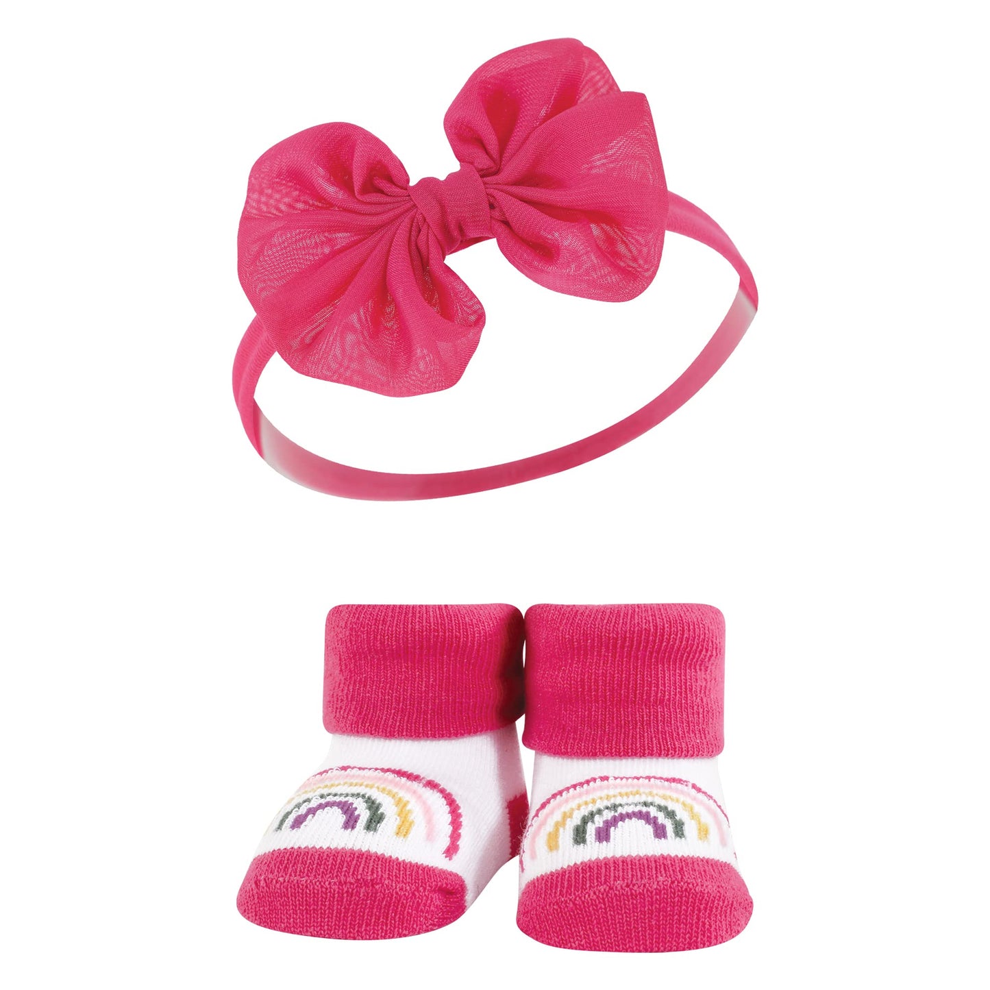 Hudson Baby Baby Girls' Headband And Socks Giftset, Green Purple, One Size