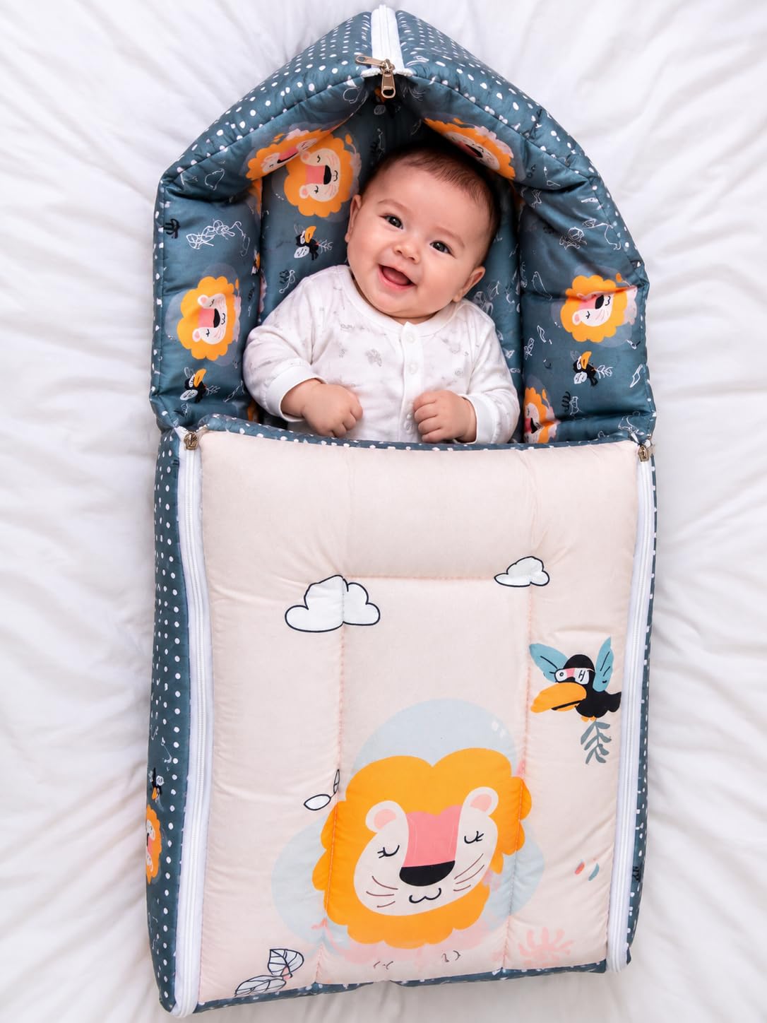 3 in 1 Baby Sleeping Bag & Carry Nest | Soft Cotton Baby Bed | Reversible Baby Bedding Set for Newborn & Infants | Portable, Tra