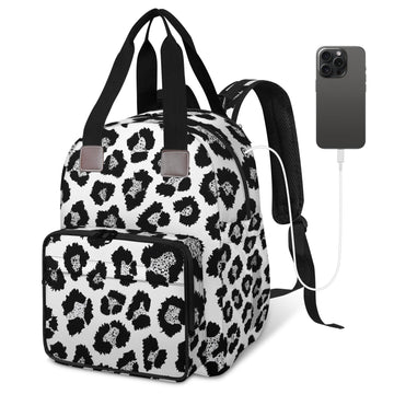 KOBLEN Leopard Print Diaper Bag Backpack Baby Essentials Travel Tote Bag with Insulated Pockets Multi-functional Diaper Bags Org