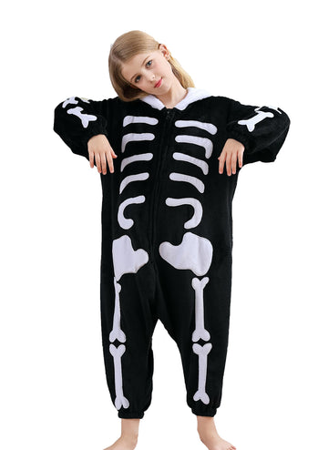 CuteOn Skeleton Onesie Kids Animal Pajamas for Boys Girls Halloween Christmas Costume Height for 120cm