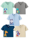 Kidbee Baby Cotton Half Sleeve Front Open Jabla Top/T-Shirt - Pack Of 5 (In, Age, 6 Months, 9 Months, Regular, Bs-Jhs-Multi-5Pc)