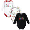 Hudson Baby Unisex Baby Cotton Long-Sleeve Bodysuits, Merry And Bright, 0-3 Months