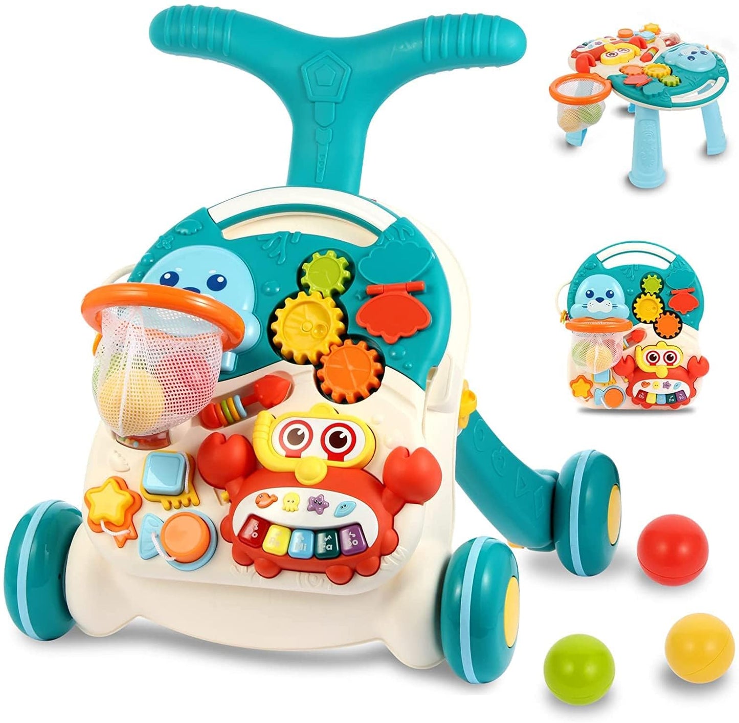 Mokshith SitToStand Learning Walker 2 In 1 Baby Push Walker With Educational Activity Center, Learning Toys For Infant Toddler