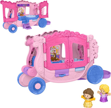 Fisher-Price Little People Toddler Toy Disney Princess Pull-Along Musical Carriage Playset with Figures for Pretend Play Kids Ag
