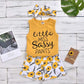 Hipea Toddler Baby Girl Outfits Flower Tops Sleeveless Vest Shorts Headband Summer Clothes Set(3-4T)