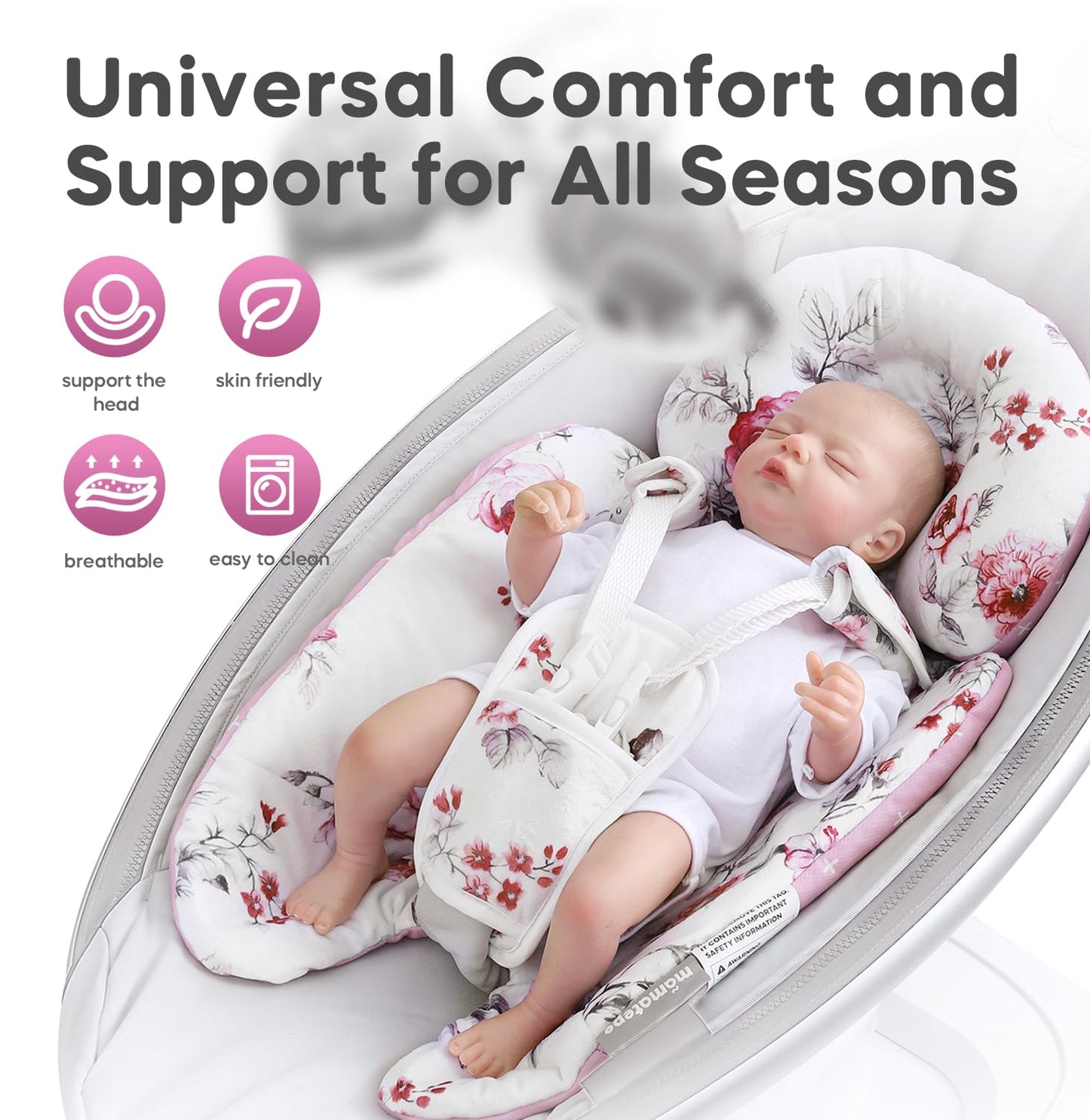 Mamatepe Infant Insert Compatible With 4Moms Mamaroo Rockaroo & Graco Duetsoothe Swing, Reversible Newborn Insert Head & Body Su