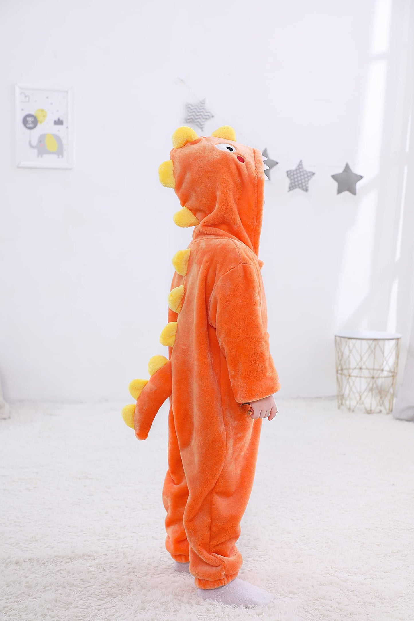 Lolanta Toddler Boy Girl Halloween Costumes Jumpsuit Dinosaur Soft Animal Bodysuit Rompers For Kids Birthday Gift (Orange, 2-3T)