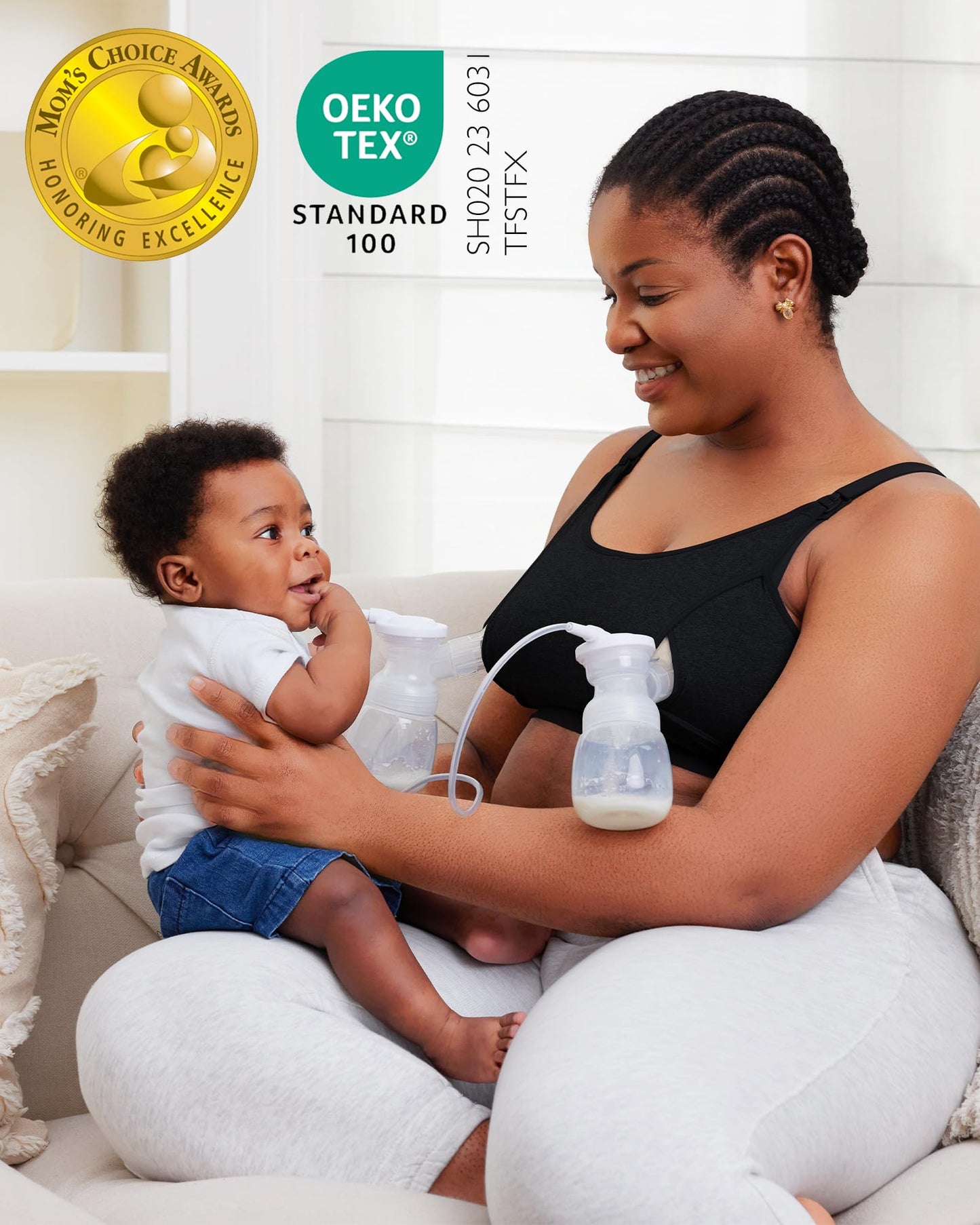 Momcozy Pumping Bra, Pumping Bra Hands Free 2 Pack Comfortable All Day Wear Pumping And Nursing Bra In One Holding Breast Pump F