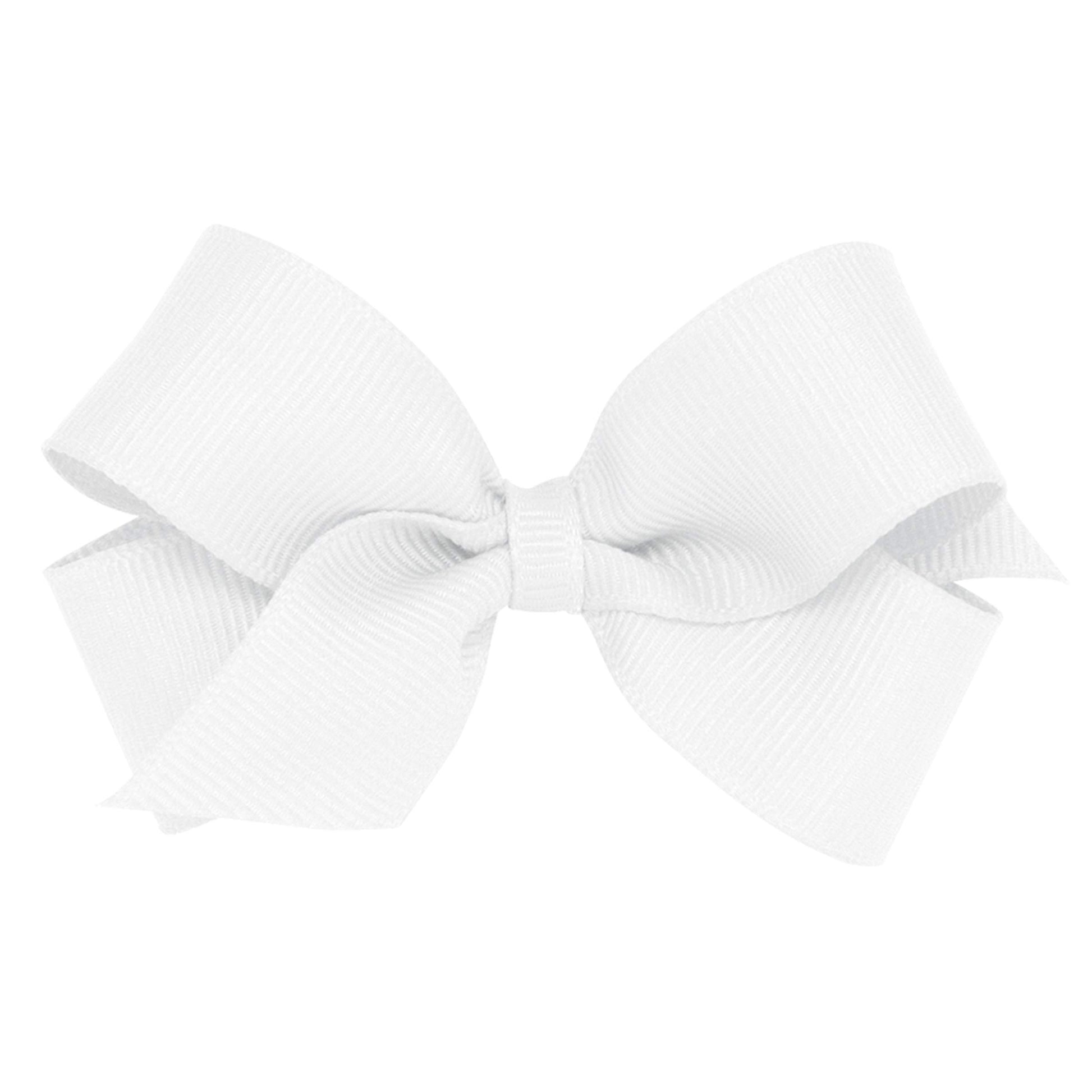 Wee Ones Baby Girls' Mini Classic Grosgrain Hair Bow On A Weestay Clip W/Plain Wrap Center - White,One Size
