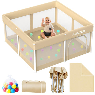 Foldable Playpen for Babies and Toddlers:Quick Setup 50x50in playpen with Mat - Collapsible Play Pen for Babies with Storage Bag