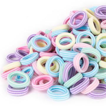 Qarwayoc 300Pcs Seamless Hair Ties For Girls, Cotton Mini Hair Ties Bands Kids, Soft Small Baby Ponytail Holders, Toddler Elasti