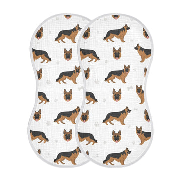 Yyzzh German Shepherd Dog Muslin Burp Cloths For Baby 2 Pack Soft 100% Cotton Baby Washcloths Bibs For Boy Girl