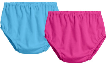 City Threads 2-Pack Baby Girls' And Baby Boys' Unisex Diaper Covers Bloomers Soft Cotton, Turquoise/Hot Pink, 6/9 M