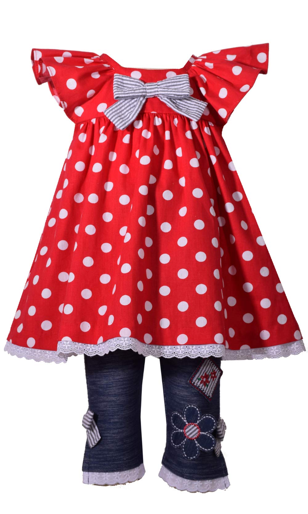 Bonnie Jean Baby Girls Red Polka Dot Flutter Sleeve 2 Pc Pant Outfit 12M