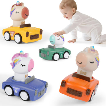 IOMDRWU Press to Go Car Toys for Toddlers 1-3, Animal Baby Cars, Push Go Friction Inertia Car,Infant 6-9-12-18 Month Play Figure