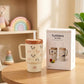 Tumbler 260ml, Cream Cartoon Print Kids Tumbler with Straw and Lid, BPA Free Lightweight Sipper Cup for School Travel & Daily Us