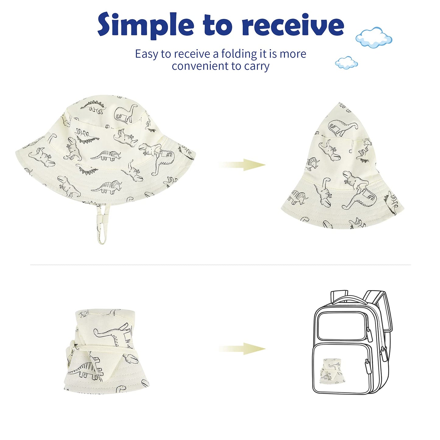 Durio Baby Girl Sun Hat Upf 50+ Sun Protection Baby Girl Hats Wide Brim Toddler Hats For Girls Boys E Beige Dinosaur 3-6 Months