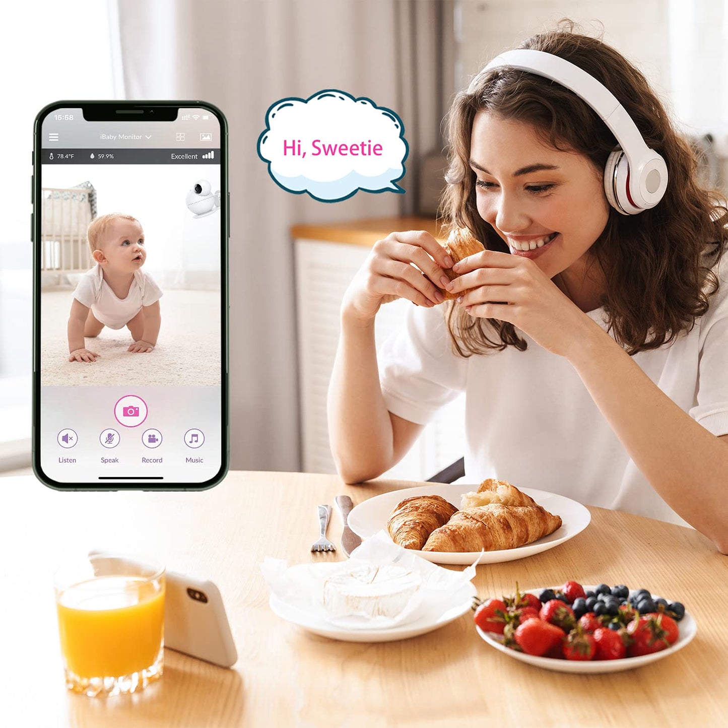 Ibaby M8L Wifi Baby Monitor With Camera & Audio: Sleep Tracking, Motion Alerts, Wireless 360 Pan 110 Tilt, Temperature Sensor, 1