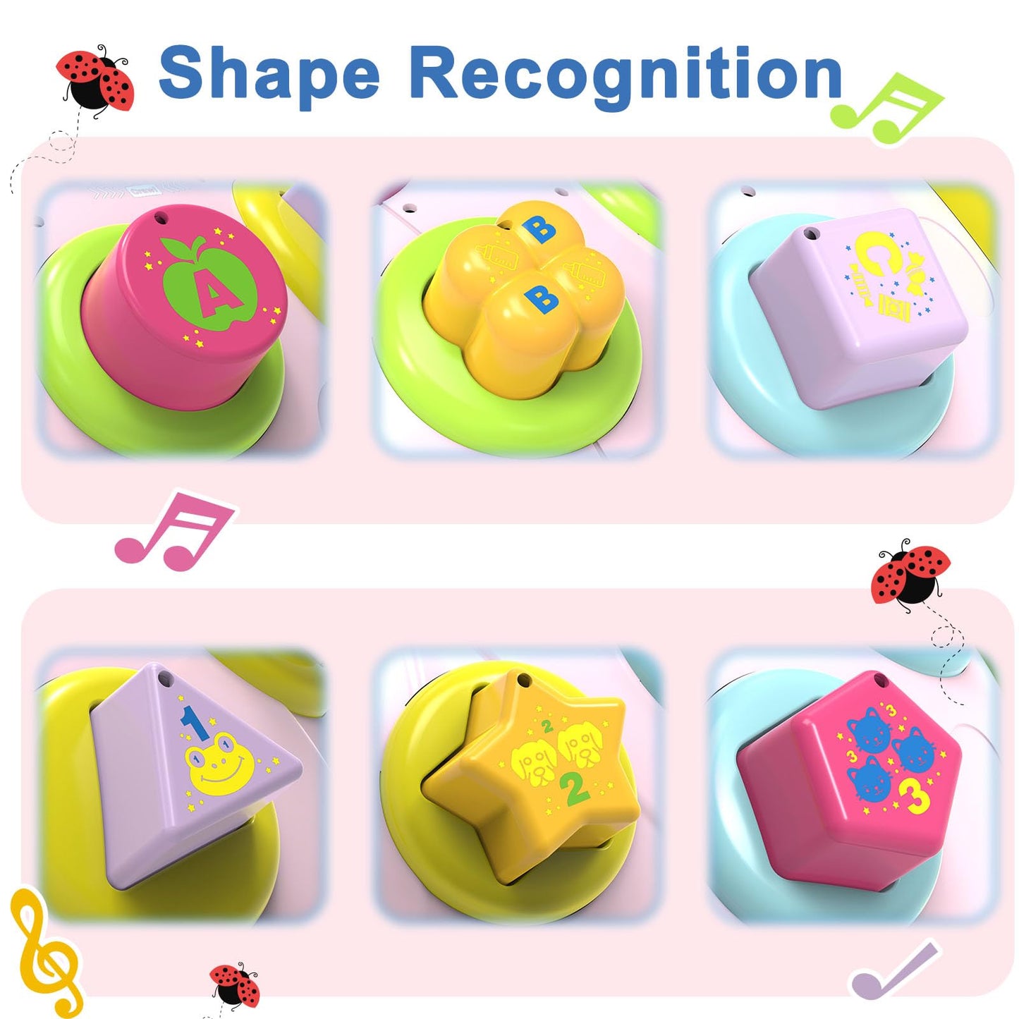 Baby Musical Ladybug Crawling Toys,Baby Toys 6-12 Months with Light-up Music, Early Educational Learning Montessori Toys, Infant