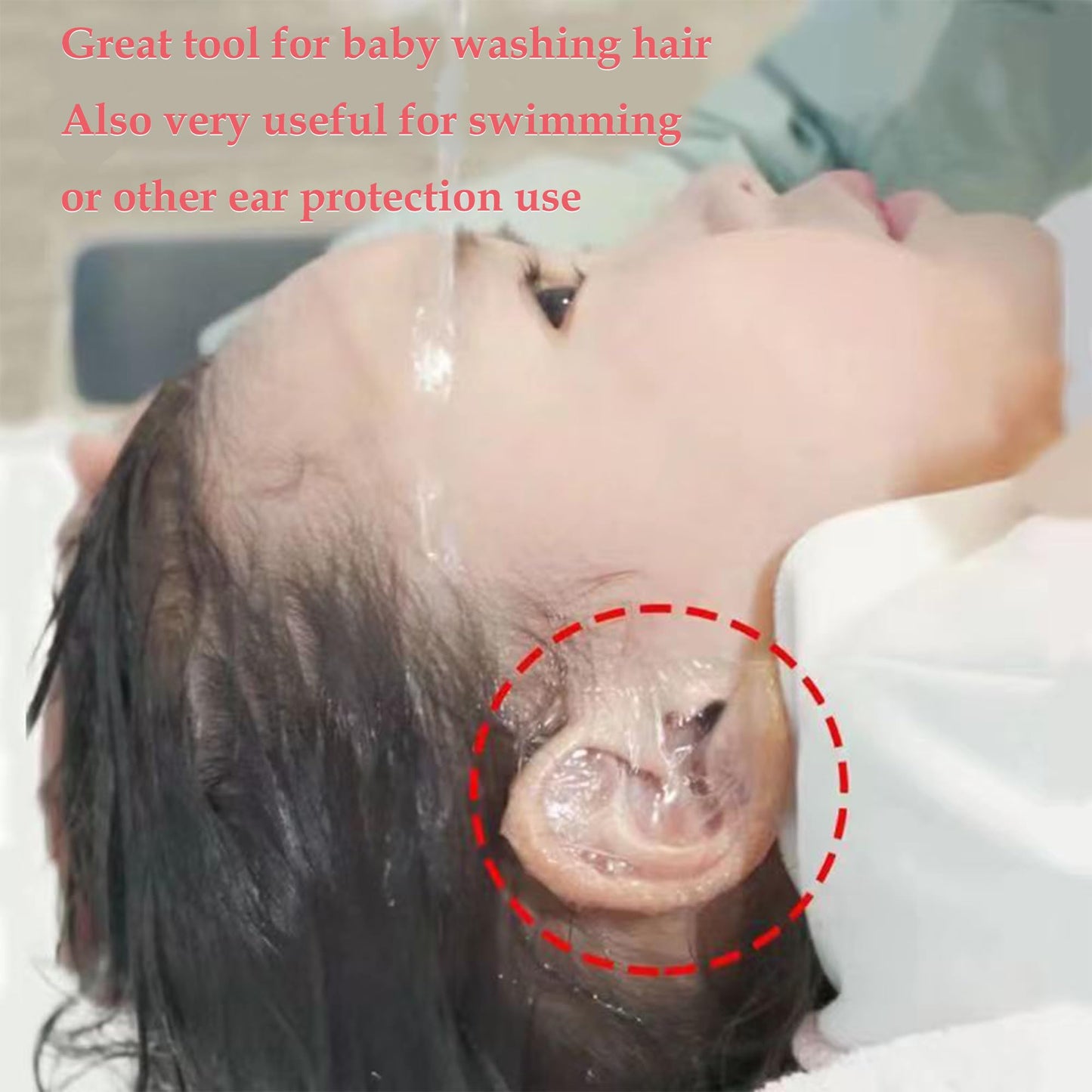 Saicheek 60-Pack Upgarde Silicon-Gel Material Easy To Take Off Baby Ear Covers With Cotton Ball,Baby Shower Cap Ear Protection F