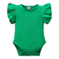 Lysmuch Baby Girls Ruffle Short Sleeve Bodysuit Infant Solid Onesie Casual Plain Blouse Top Romper (Green, 12-18 Months)