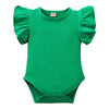 Lysmuch Baby Girls Ruffle Short Sleeve Bodysuit Infant Solid Onesie Casual Plain Blouse Top Romper (Green, 12-18 Months)