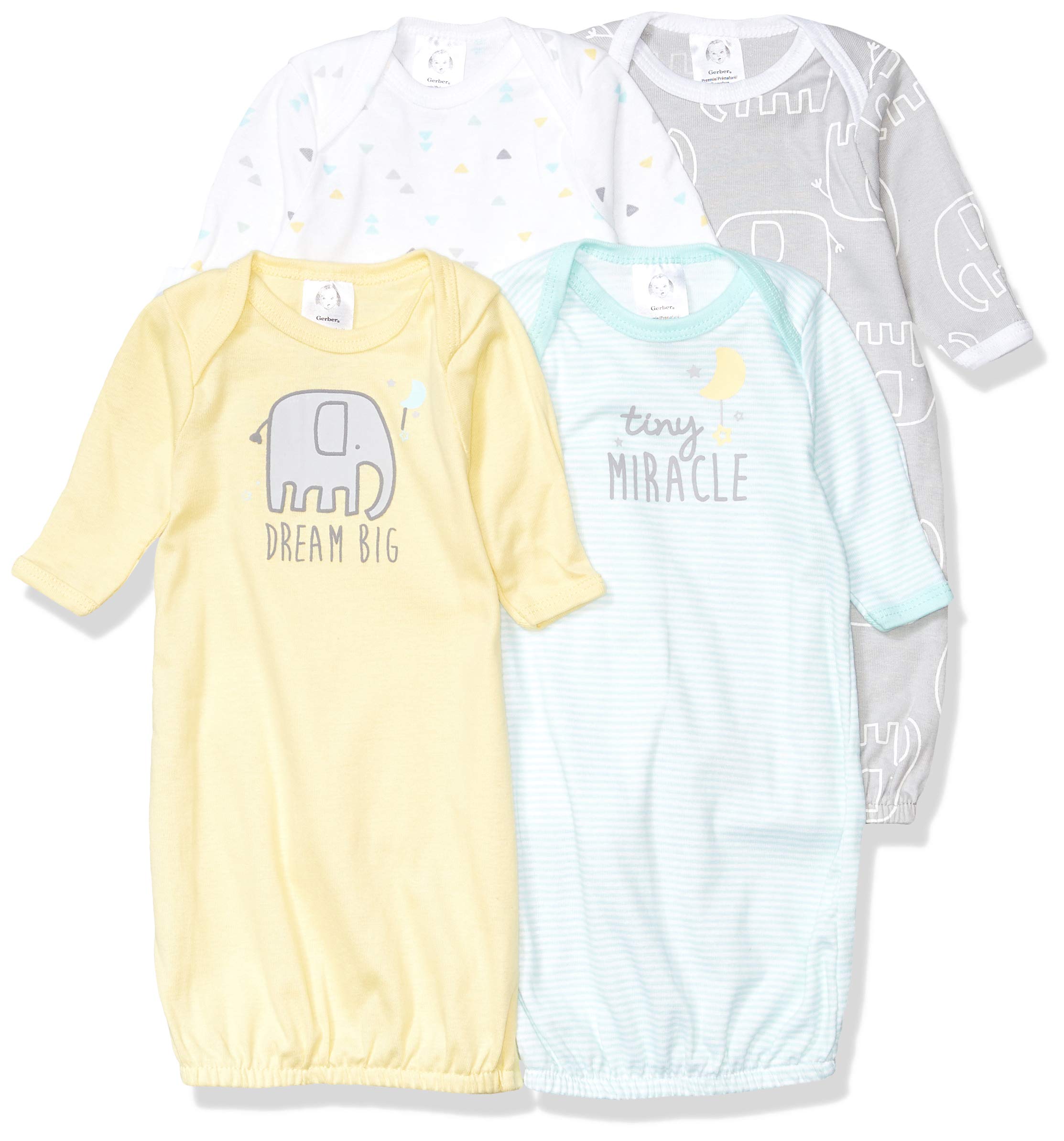 Gerber Unisex Baby Boy And Girls 4-Pack Sleeper Gown Animals Green ...