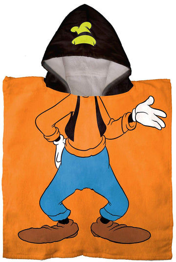 Disney Goofy Kids Bath/Pool/Beach Hooded Poncho - Super Soft & Absorbent Cotton Towel, Measures 22 X 22 Inches (Official Disney