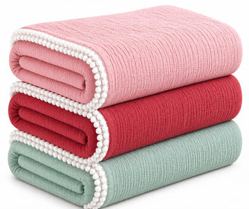 Varniya Lifestyles | 100% Organic Crinkled Muslin Cotton Baby Swaddle  UltraSoft, Hypoallergenic | 120100 cm | Salmon,Cranberr