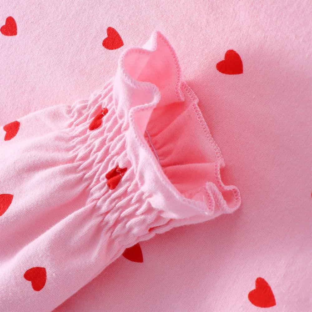 Gliglittr Toddler Baby Girls Clothes Set Valentine'S Day Heart Print Long Sleeve Ruffle T-Shirt+Pants Kids 2Pcs Outfits (Pink, 2
