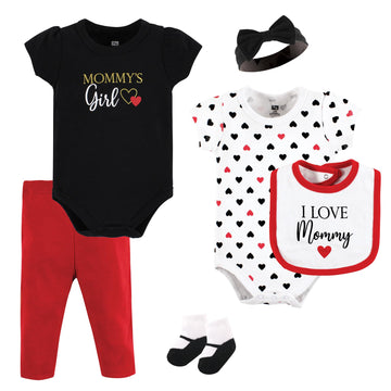 Hudson Baby Unisex Baby Cotton Layette Set, Girl Mommy Red Black, 9-12 Months