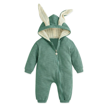 Simplee Kids Animal Bunny Baby Easter Clothes Long Ear Rabbit Hoodie Romper With Zipper
