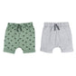 Lamaze Baby Boys Super Combed Natural Cotton Athletic Style Shorts, 2 Pack, Gray/Green, 6 Months
