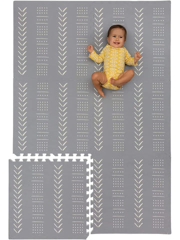 Childlike Behavior Baby Play Mat - 72X48-Inch Tummy Time Mat - 6-Piece Interlocking Foam Floor Tiles For Toddlers - Soft Waterpr