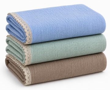 Varniya Lifestyles | 100% Organic Crinkled Muslin Cotton Baby Swaddle  UltraSoft, Hypoallergenic | 120100 cm | Blue,Mint,Taupe
