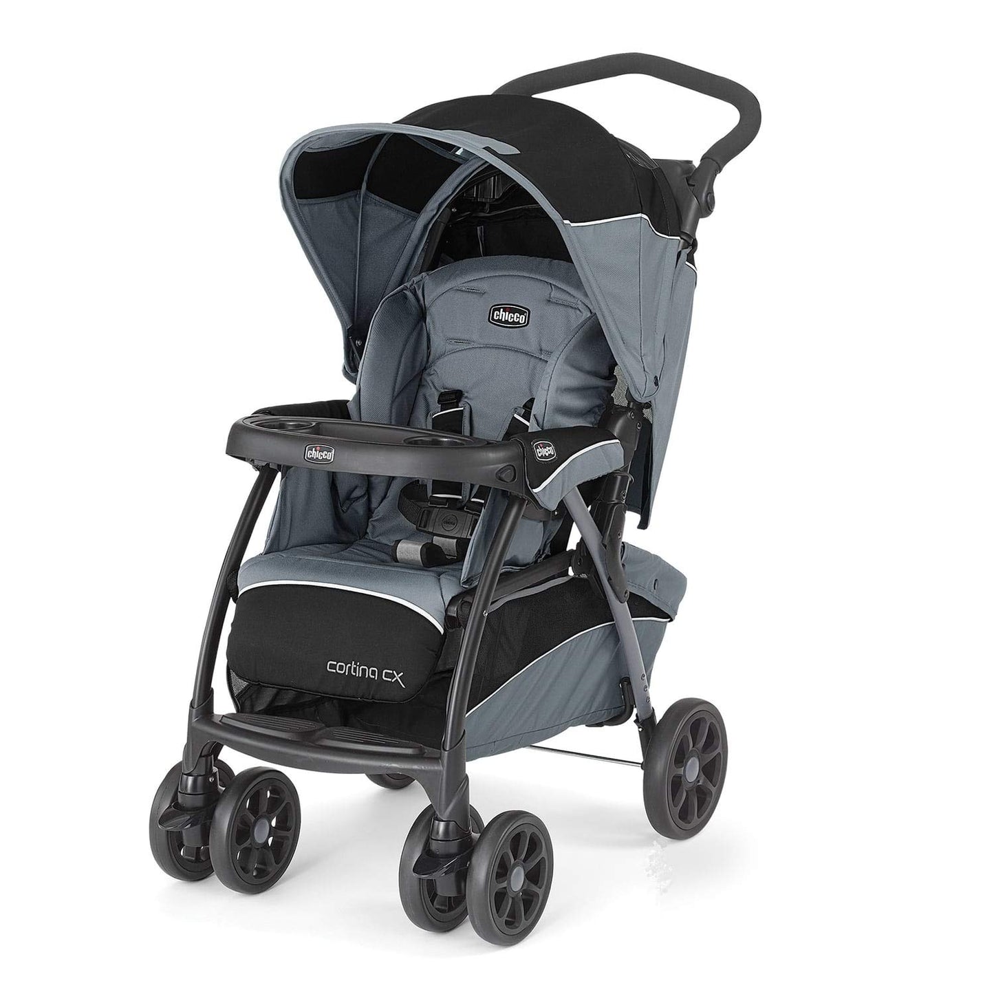 Chicco Cortina Cx Stroller For Babies With 8Reclining Positions, Pram For Boys And Girls, For Babies 04 Years (Iron), Black Co