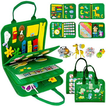 Qizfun Busy Board Book Montessori Toys for 1 2 3 4 Year Old, Boy Girl Birthday Gifts, Educational Sensory Learning Toys for Todd