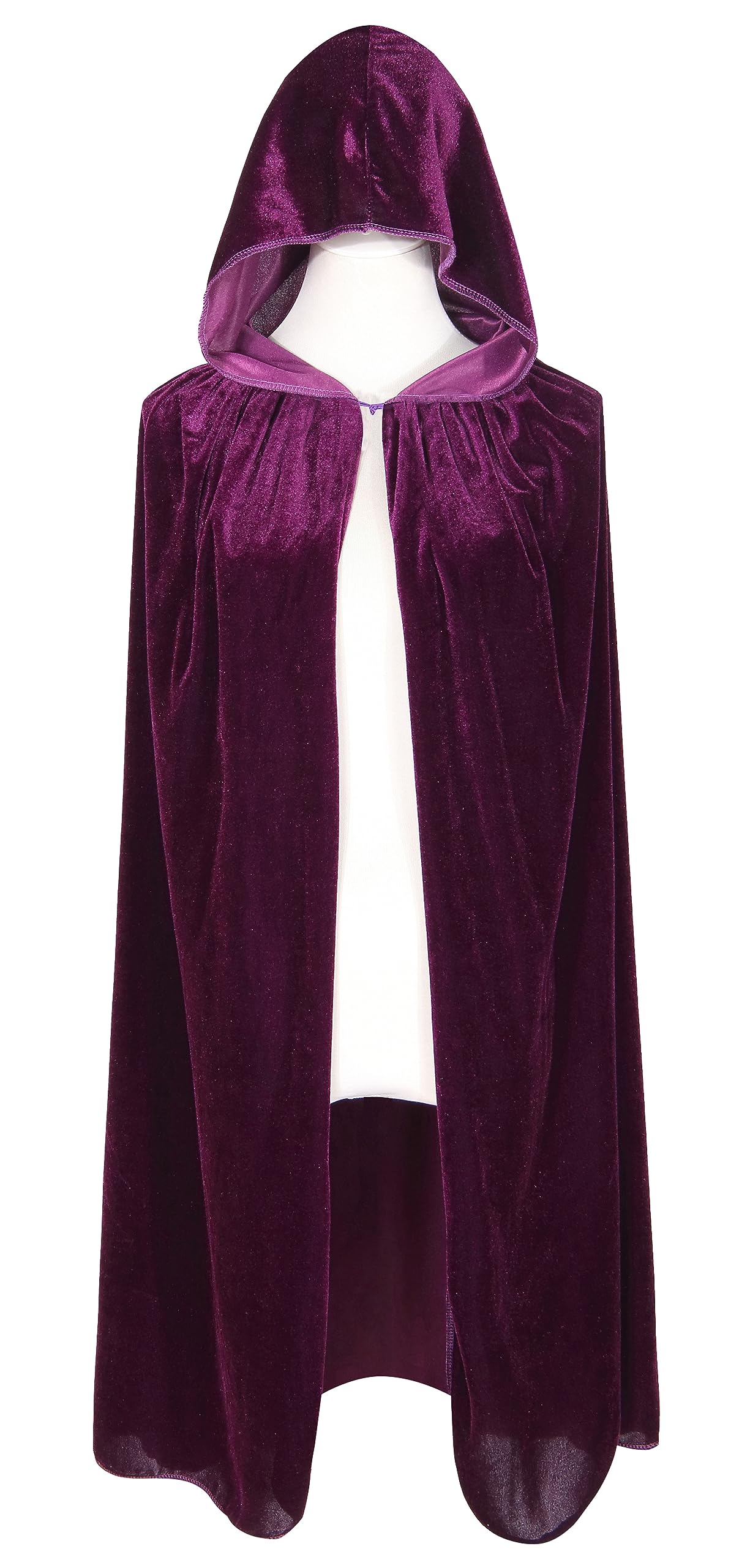 Bigxian Kids Hooded Velvet Cloak Halloween Christmas Cosplay Fancy Cape Dark Purple