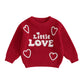 Toddler Baby Girl Valentines Day Outfit Little Love Heart Knit Sweater Long Sleeve Crewneck Pullover Fall Cute Top (Red Little L