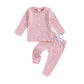Baby Girl Fall Clothes Set Floral Print Long Sleeve Tops Pants Cute Infant Toddler Outfits 6 12 18 24 Months 2T (Floral Pink, 12
