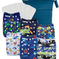 Babygoal Baby Cloth Diaper 6 Pack with 6pcs Inserts and Wet Bag for Fitted Diapers and Prefolds, Adjustable and Reusable Covers 