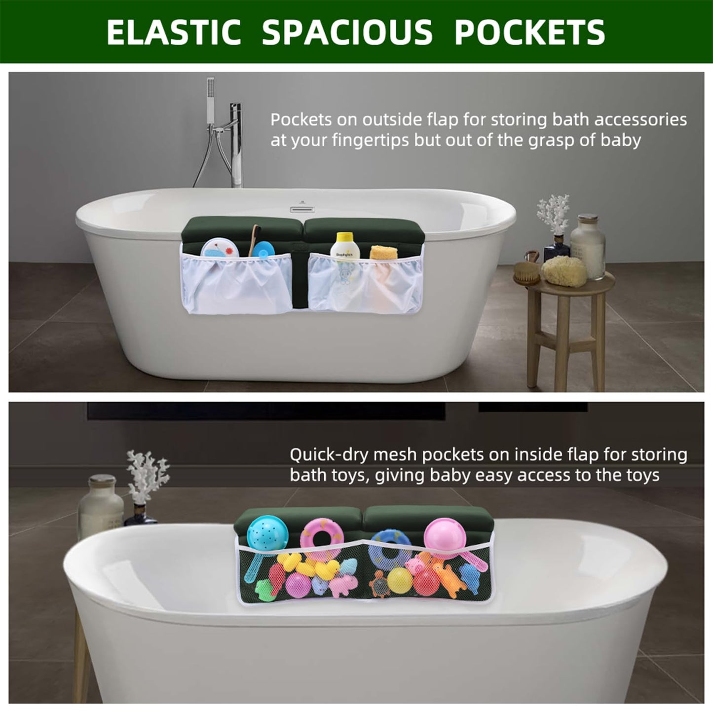 Bath Kneeler And Elbow Rest Set Baby Bath Kneeling Pad, Thick Anti-Slip Bathing Kneeling Mat Cushion Quick Drying Bathtub Knee S