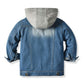 SOFEON Toddler Baby Boy Girls Denim Jacket Button Down Basic Ripped Hoodie Jeans Coat Kid Cowboy Outwear Casual Clothes (Hoodie-